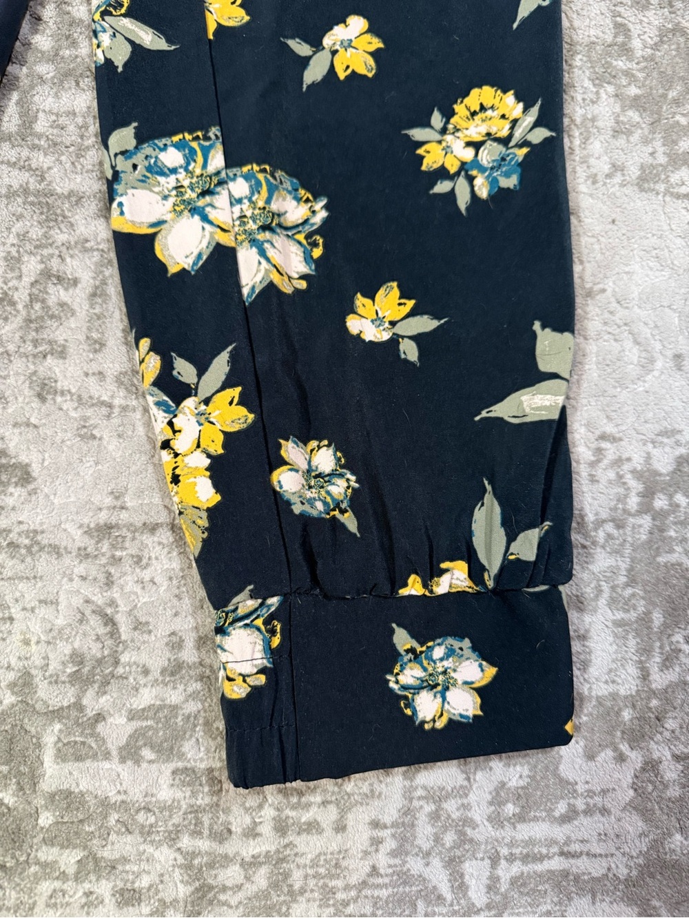Chapter One Floral Tie Waist Jogger Pants Black Yellow Women's Medium - Picture 3 of 9